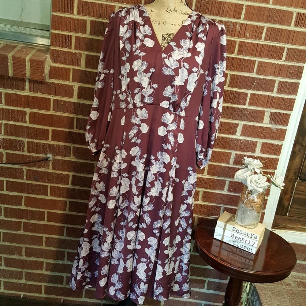 Anthropologie Gal Meets Glam Adelaide Empire Waist Floral Midi Dress 16 NWT - Picture 4 of 12